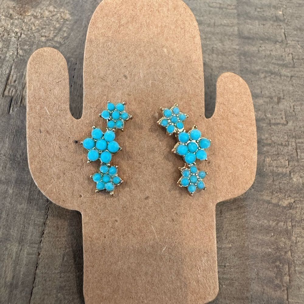 Turquoise Floral Earrings - Picture 3 of 3